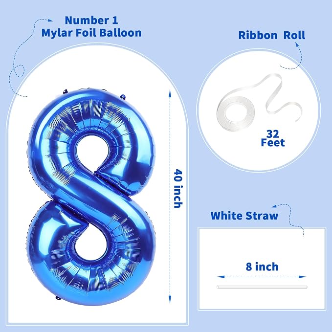 Number Balloons Navy Blue Balloons - Image 2