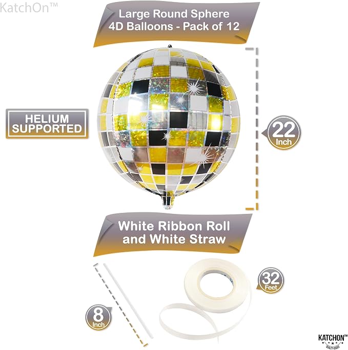 KatchOn, Shiny Disco Ball Foil Balloons - Image 2