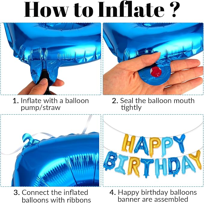 Happy Birthday Balloons Banner, Foil Balloon Personalized Name Letters Balloons - Image 7
