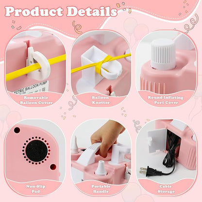 AXHJ Electric Balloon Pump, Portable Electric Air Balloon Pump Dual Nozzle Air - Image 2