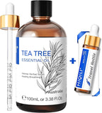 HIQILI Tea Tree Oil for Skin, Hair Restoration, Added to Shampoo, Body Wash, Foot Soak Use - 3.38 Fl Oz