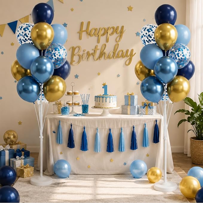 Blue Gold Balloon Column Kit Set of 2 - Image 8