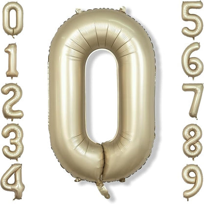 Metallic Gold Number 0 Balloons 40 Inch, Large Champagne Number Balloons 0-9 Set by Isndare