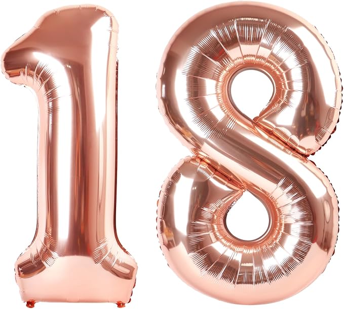Number Balloon Rose Gold Number 18 by Mluchee