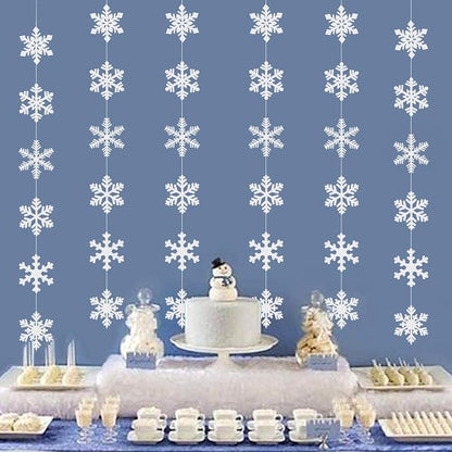 Snowflake Snow White-Silver Christmas Party-Decorations Garland - Image 6