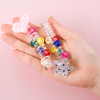 4PCS Star Heart Spiral Hair Ties with Beads, 2 Colors Star Heart Bead Phone Cord Ponytail Holders for Women, Elegant Rubber Hair Coils, Stylish Hair Accessories for Party, Daily Use