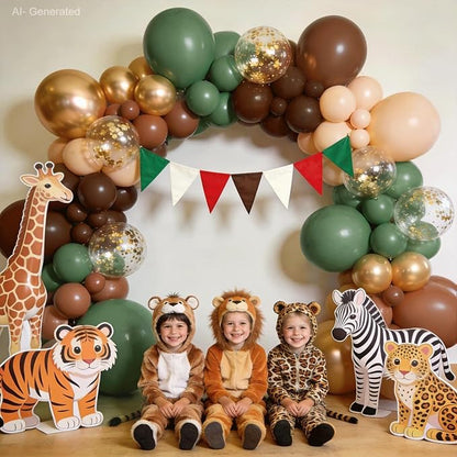 Sage Green Brown Gold Confetti Balloons Arch Kit, Party Decor. | Sage green - Image 4