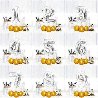 40 Inch Silver Number Balloons, Helium Mylar Foil Number Balloons - Image 7
