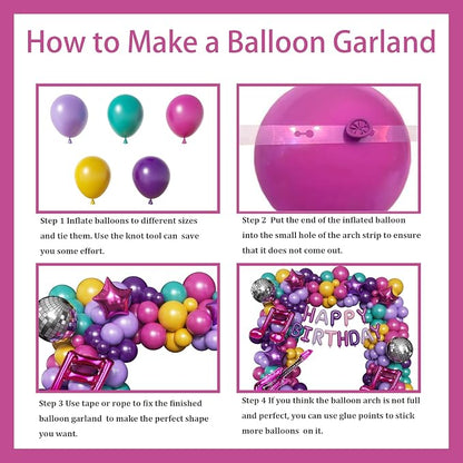 167PCS Purple Pink Teal K-Pop Music Themed Birthday Decorations - Image 4