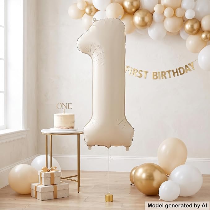 40 Inch Cream Foil Number 1 Balloon - Image 3