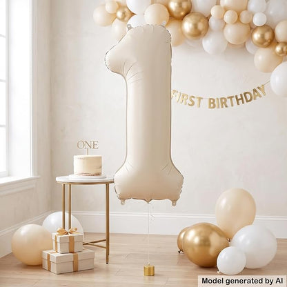 40 Inch Cream Foil Number 1 Balloon - Image 3