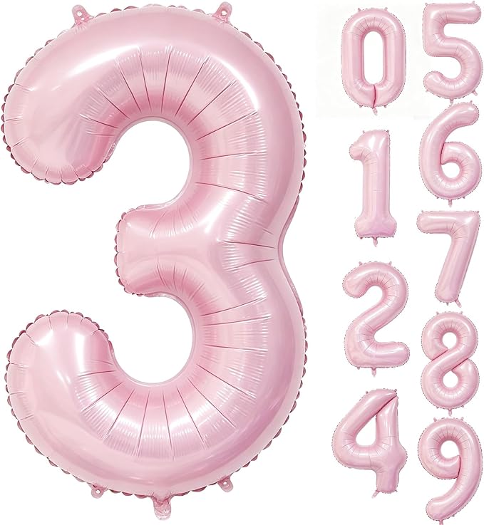 40 Inch Pink Number 3 Foil Balloon by Unknown