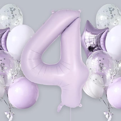 Light Purple Number 4 Balloon, 40 Inch Big Large Foil Helium Number Balloons - Image 2