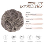 FESHFEN Messy Bun Hair Piece - Elastic Wavy Curly Hair Bun Scrunchies Extensions Synthetic Chignon Hairpieces for Women Girls, Salt and Pepper 1.5 oz