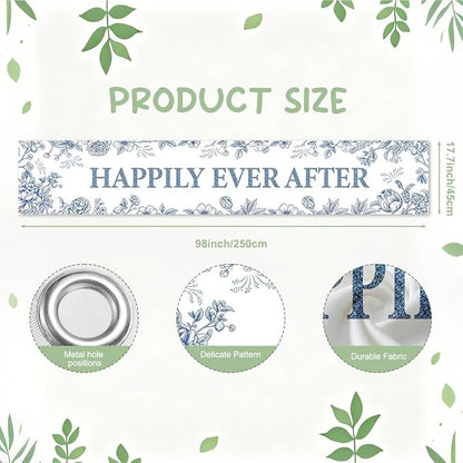 Happily Ever After Banner Blue Bridal Shower Decorations Wedding Banner | - Image 2