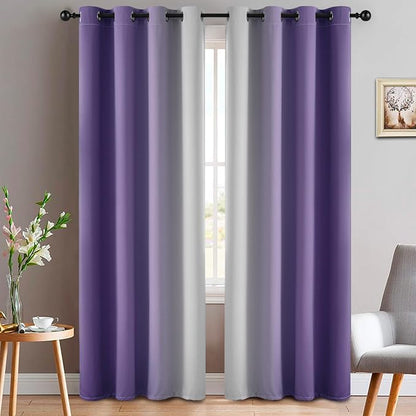 Yakamok Ombre Curtains Lavender Purple and Greyish White by Yakamok