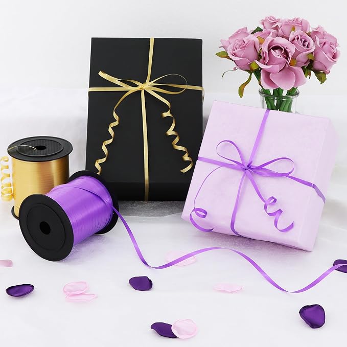 TONIFUL 500 Yards Purple and Gold Curling Ribbon Balloon String | Balloon - Image 5