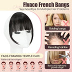 Clip in Bangs, Synthetic Wispy Bangs Hair Clip, Natural Black Fake Bangs Fringe with Temples Hairpieces for Women Natural Curved Hair Extensions for Daily Wear