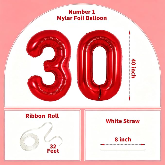 Number Balloons Red Party Balloon - Image 2