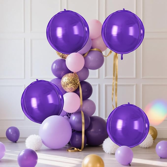Purple Round Foil Balloons 9 pcs - Image 5