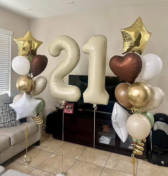 15 Balloon Numbers 40Inch for 15th Year Old Birthday Decorations, Cream | 40In - Image 6