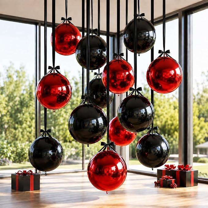Black Red Round Foil Balloons - Image 6