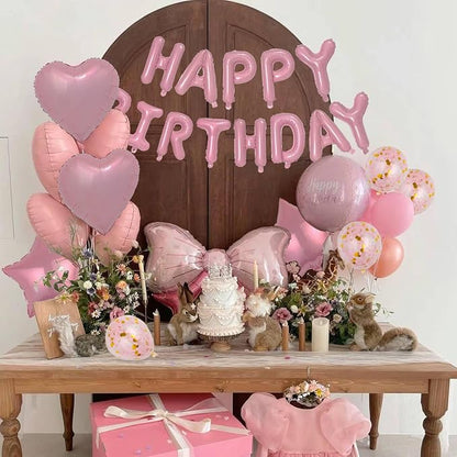 27 Pcs Pink Birthday Decorations, 3D Foil Pink Happy Birthday Balloon Banner - Image 6