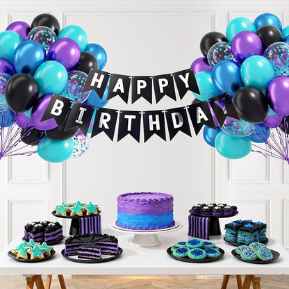 60pcs Blue and Purple Balloons 12inch - Image 8