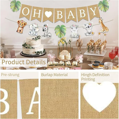 Weecent Pre-Strung 6ft Burlap Oh Baby Banner - Image 2