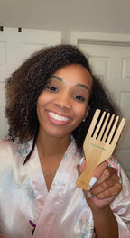 GranNaturals Wide Tooth Wooden Comb & Afro Pick - Natural Wood Volumizing & Styling Tool for Thick, Coarse, Curly Hair - Non-Static Comb for Afros & Beards - Detangling Accessories for Men & Women