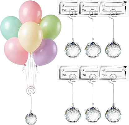6Pcs Crystal Balloon Weights, 85g Table Card Number Holder by Unknown