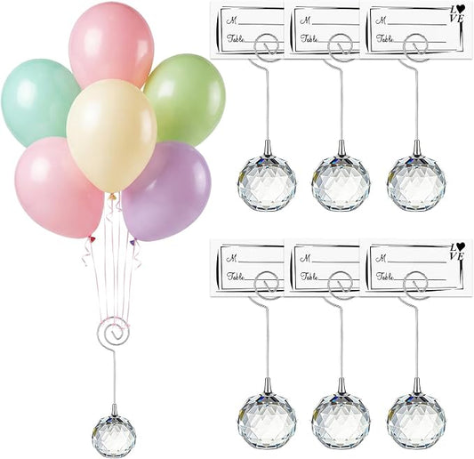 6Pcs Crystal Balloon Weights, 85g Table Card Number Holder by Unknown