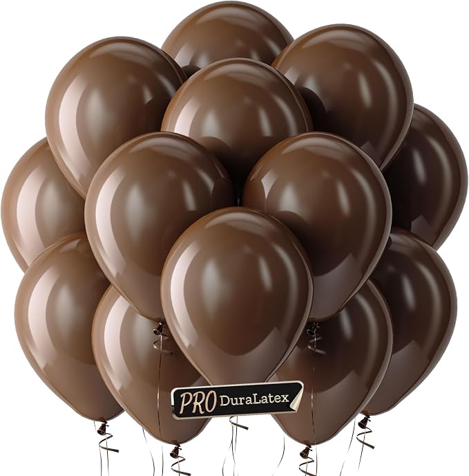Pro Duralatex Brown Extra-Thick Balloons 100 Pack 12 inch | Dark Premium Boho by Bezente