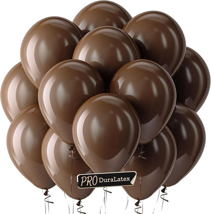 Pro Duralatex Brown Extra-Thick Balloons 100 Pack 12 inch | Dark Premium Boho by Bezente