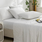JELLYMONI 100% Natural Cotton Striped Standard Pillowcases Set, 2 Pack Satin Stripe Pattern Printed Pillow Covers with Envelope Closure (Pillows are not Included)