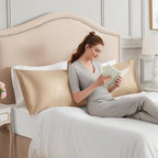 INFIIXSO Body Pillow Cover with Zipper, Luxury Mulberry Silk Body Pillow Case 20x54 Inches, Ultra Smooth and Soft Cooling Long Pillowcase, Gift for Women, Men(Champagne)