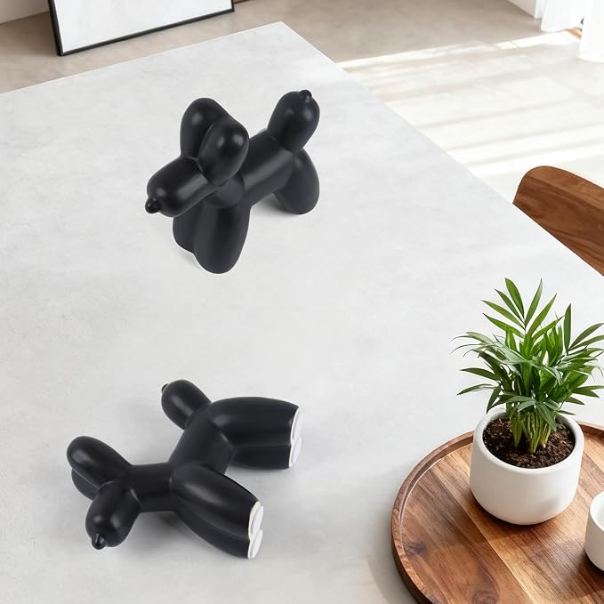 Notakia Cute Ceramics Black Balloon Dog Statue Crafts Living Room Desktop - Image 7