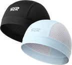 SUNMECI 2 Pcs Cooling Breathable Mesh Skull Cap for Men Women Lightweight Quick Dry Cycling Moto Helmet Hard Hat Liner