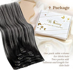 Ve Sunny Clip in Hair Extensions Real Human Hair Black Ombre Clip in Human Hair Extensions for Women Human Clip in Hair Extensions Natural Black Grey Silver Easy-to-wear 7pcs 120g 20inch