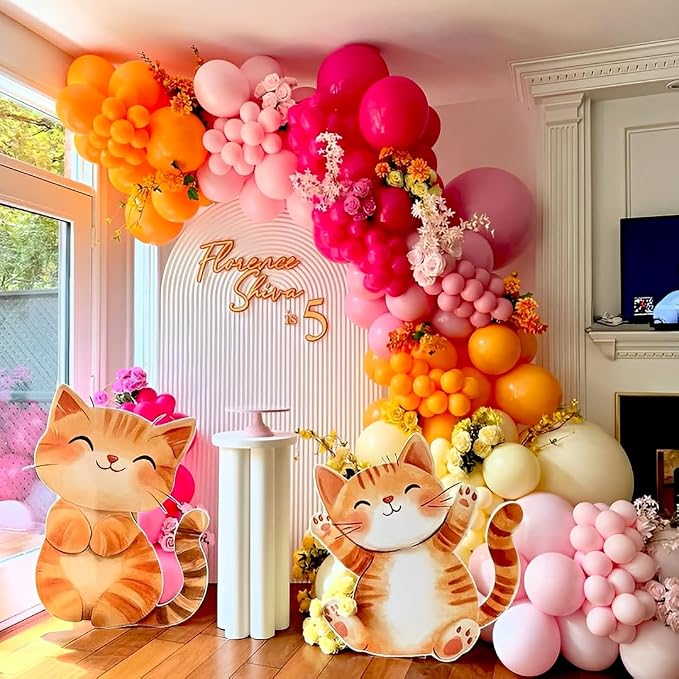 Pink and Orang Latex Balloons, Graduation, Tropical Party Decoration - Image 3