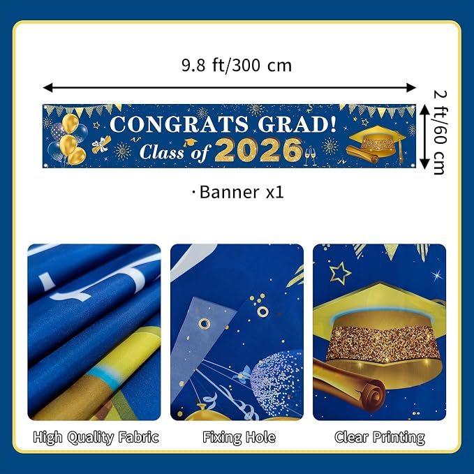 2026 Graduation Decorations Congrats Grad Class of 2026 Banner - Image 2