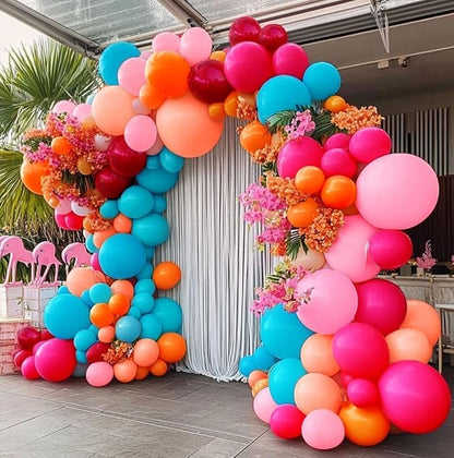 Hot Pink Blue Orange Balloon Garland by LUXURparty