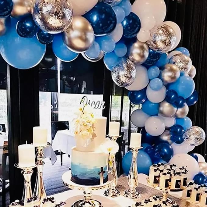 Navy Blue Silver Balloons Set - Image 4