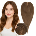 Real Human Hair Toppers for Women 3.54"*4.72" Silky Base 150% Density No Bangs Adjustable Parting Clip-In Topper Hairpieces for Women with Thinning Hair 10 Inches Medium Brown