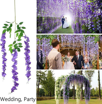 12pcs Artificial Wisteria Flowers 3.6 Feet/Piece Purple Dense Artificial Fake - Image 4