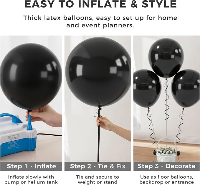 LOVESTOWN 18 Inch Black Large Balloons, Heavy Duty Balloons - Image 6
