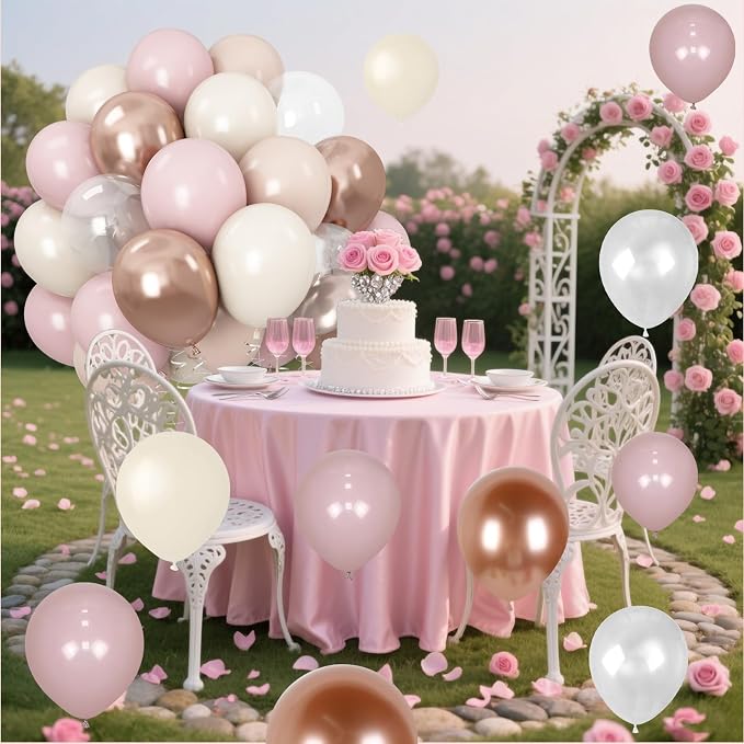 Dusty Pink White Balloons Pale Pink Beige Gold Balloon 12inch Metallic - Image 7