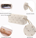 Large Quilted Hair Tools Travel Bag with Bow Pattern,Waterproof Hair Styling Accessories Storage Case for Shark FlexStyle, Dyson Airwrap Hair Dryer, Curling Iron, Revlon Hair Tools(Beige)