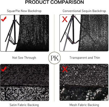 SquarePie 20x10ft Black Sequin Backdrop, High Density Non-Transparent Glitter - Image 4
