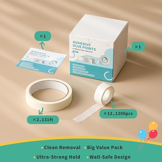 Wall-Safe Balloon Glue Dots Set, No Residue Decoration Kit - Image 5